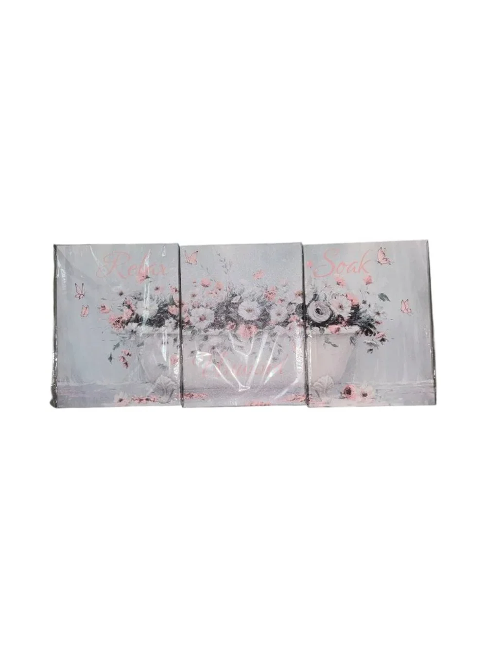 Floral Relax Unwind Soak Canvas Wall Art Set - 3 Pieces